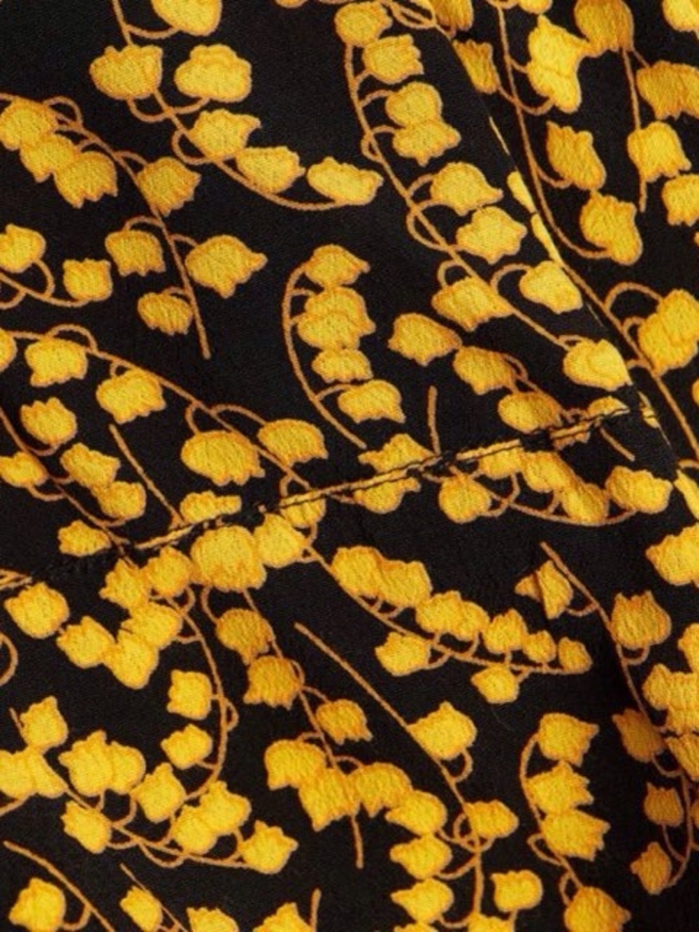 Ganni Black and Yellow Floral Asymmetrical Midi Skirt - Picture 5 of 6